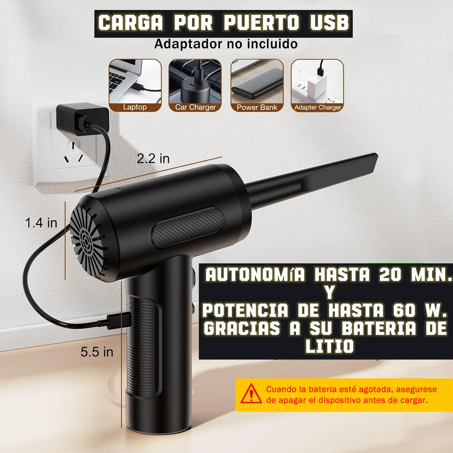 MINI ASPIRADORA IDEAL PARA AUTOMÓVILES